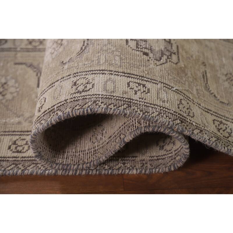 Hand Knotted Oriental 100% Wool Carpet Traditional Medallion Beige & Ivories Mashad Area Rug - 11' 4'' X 8' 1''