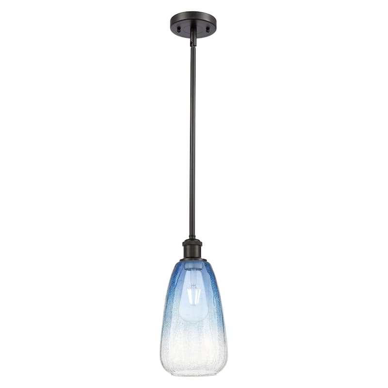 Innovations Lighting Endless Possibilities Ballston - Brookhaven Almond - 1 Light 6" Stem Hung Mini Pendant - Oil Rubbed Bronze/Sapphire Blue