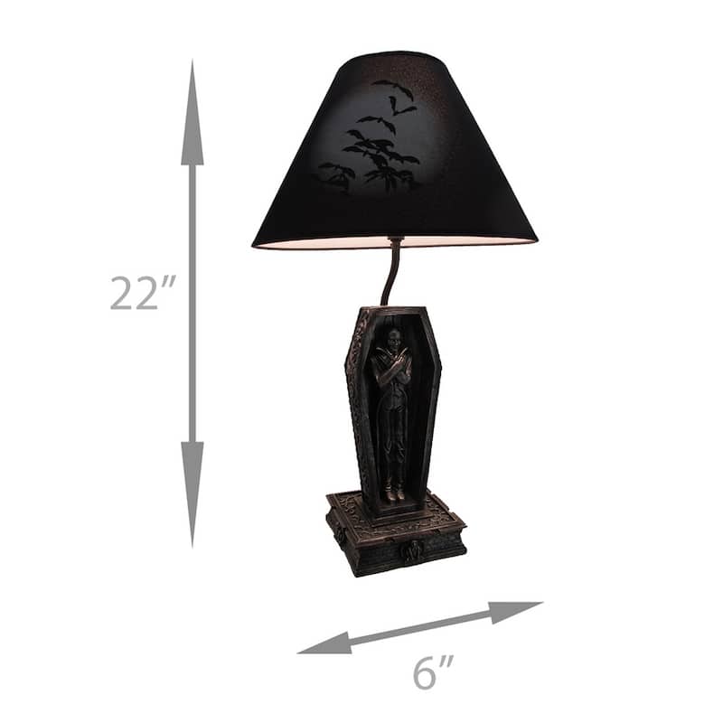 Zeckos Vampire In Coffin Black Table Lamp And Fabric Shade - 22 X 6 X 6 inches
