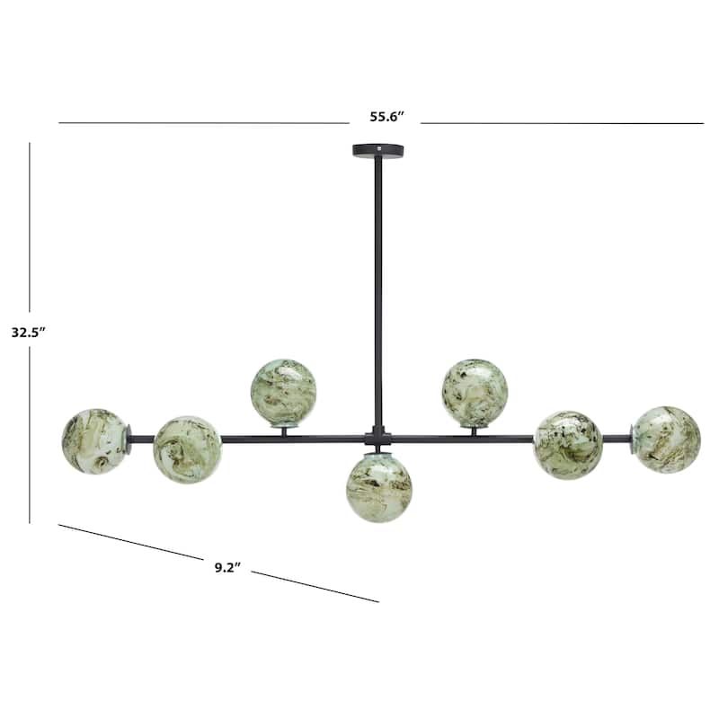 SAFAVIEH Melesa 7-Light 56-Inch Linear Glass Globe Chandelier - 56"W x 9"D x 33"H