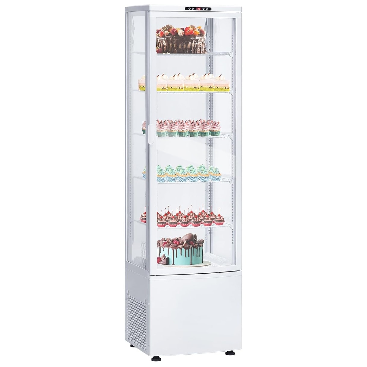 7 Cu.Ft Countertop Commercial Cake Display Case, Glass Door Pastry Cooler with LED & Adjustable Shelves