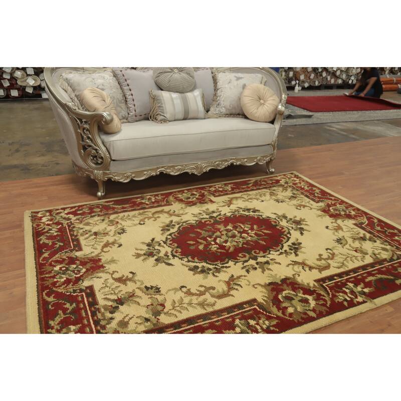 Victorian Style Floral Indian Area Rug 6x8 - 8' 3'' X 5' 9''