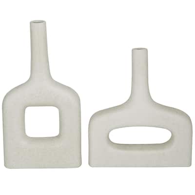 Ceramic Donut Shaped Decorative Vase - Set of 2 White or Black - CosmoLiving by Cosmopolitan