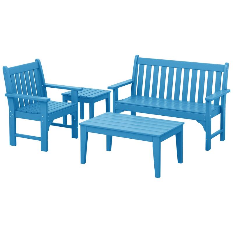 Laguna poly Garden Chair 4-Piece Porch Set - Pacific Blue