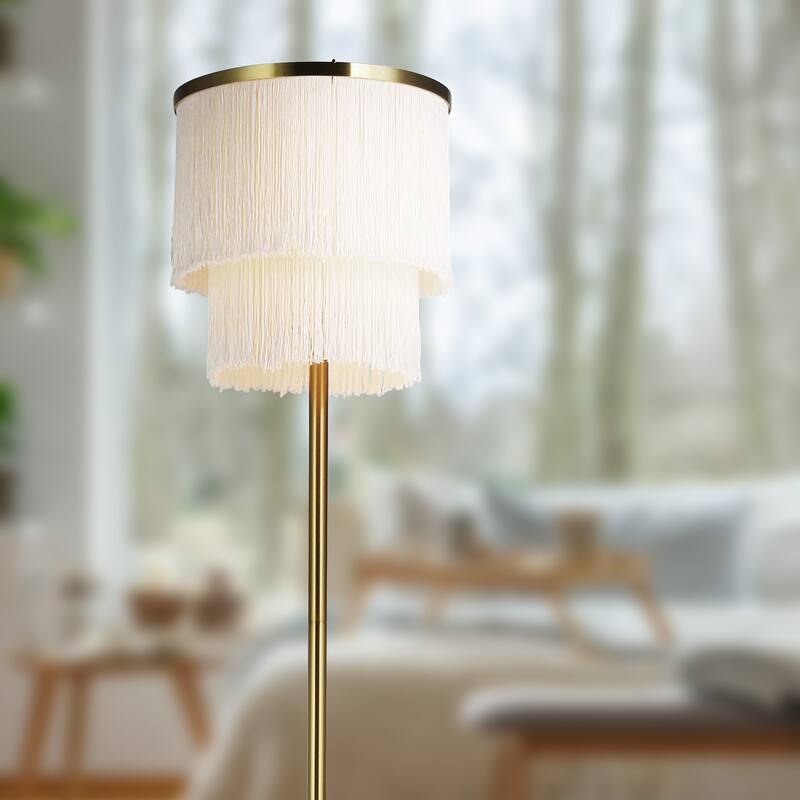 Rosa River of Goods Metal Floor Lamp With Fringe Shade