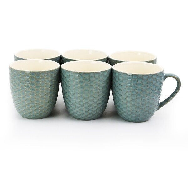 Elama Honeycomb 6 Piece 15 oz. Mug Set in Turquoise. Opens flyout.