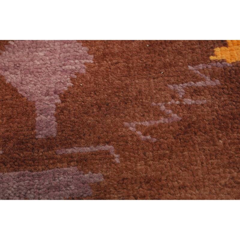 Vegetable Dye Geometric Gabbeh Turkish Area Rug Handmade Wool Carpet - 8' 9'' X 6' 0''