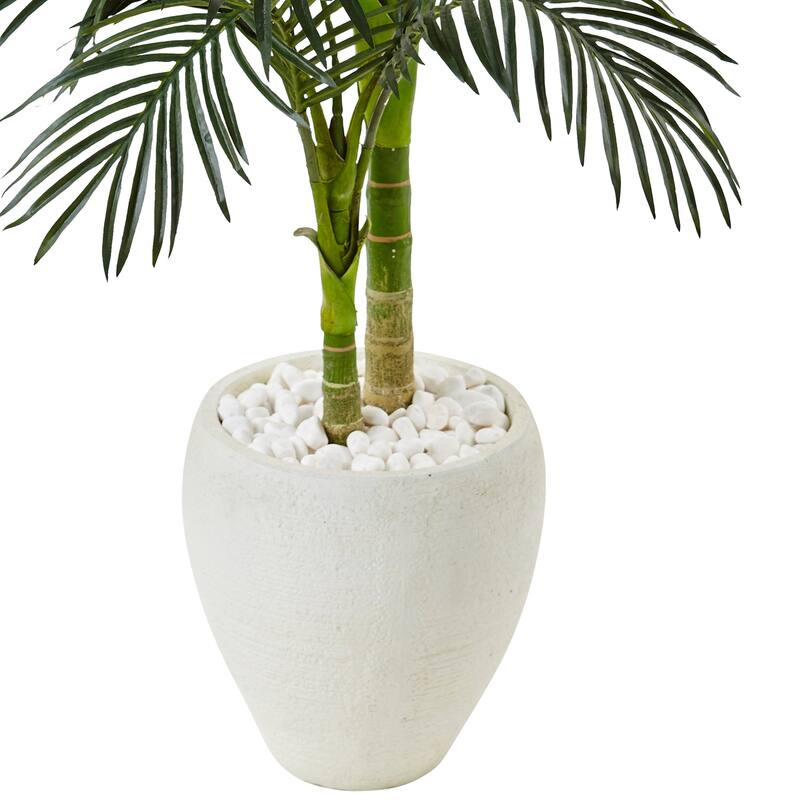 Golden Cane Palm Tree 4.5Ft - Realistic Indoor Palm with Planter - Home Decor Accent - Green - 51-60 Inches