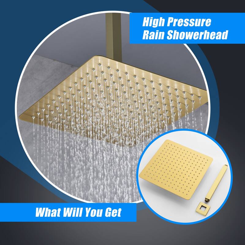 12" Square High Pressure Rain Shower Head,304 Stainless Steel Rain Shower Head