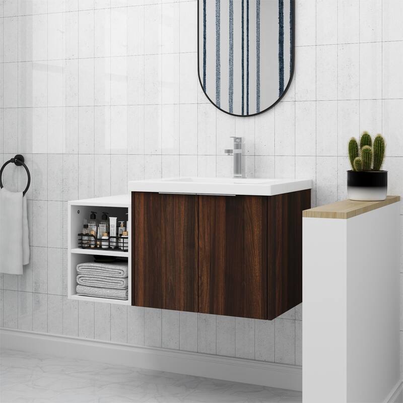 ARTCHIRLY 24/36/48/60/72/84 Inch Bathroom Vanity with Sink, Floating Bathroom Vanity with Soft Close Door and Shelf