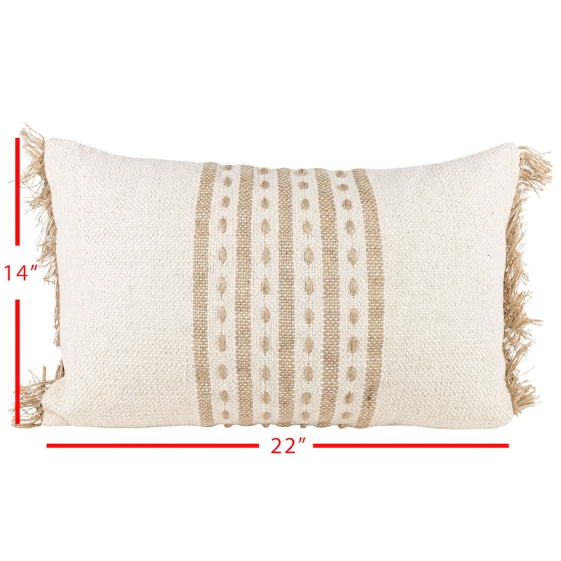 Foreside Home & Garden Tan Middle Striped Filled Pillow