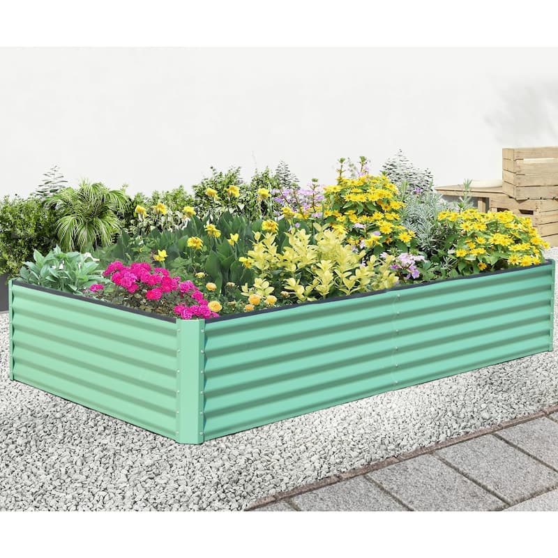 8x4x1.5 ft Galvanized Raised Garden Bed,Planter Garden Boxes Large Metal Planter Box for Gardening Vegetables Fruits Flowers