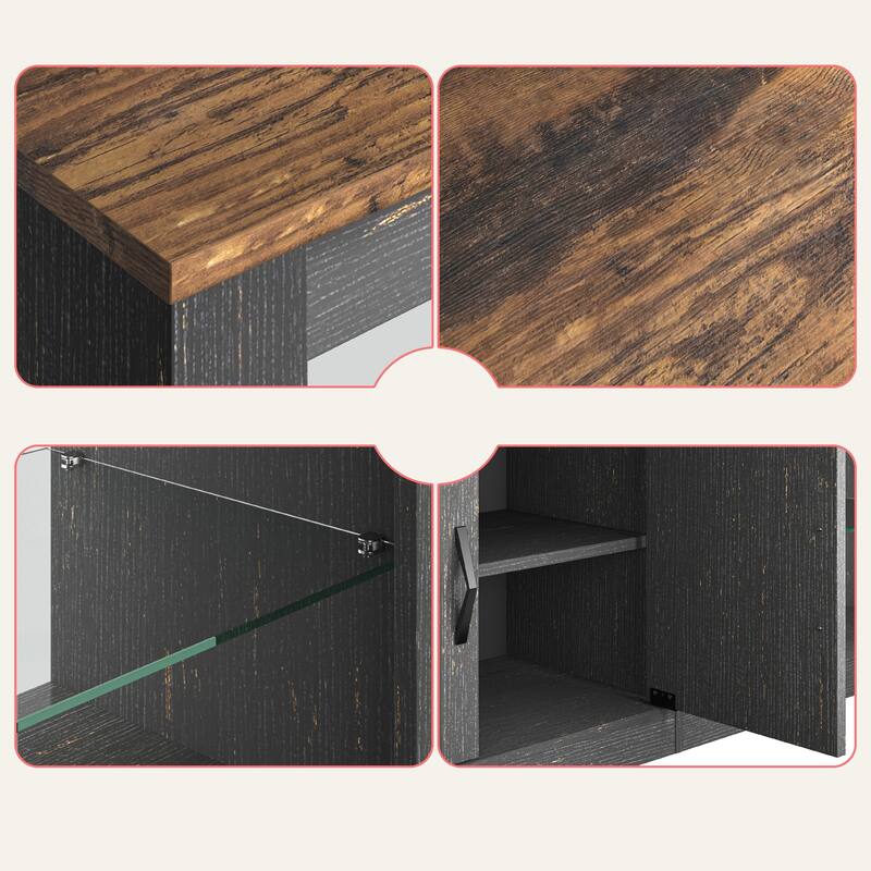 70 inch TV Stand 20 Color RGB Light Entertainment Center