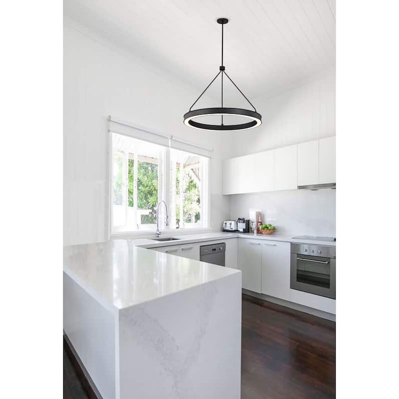 Longford 30 Inch LED Pendant Textured Black Acrylic Lens - Textured Black