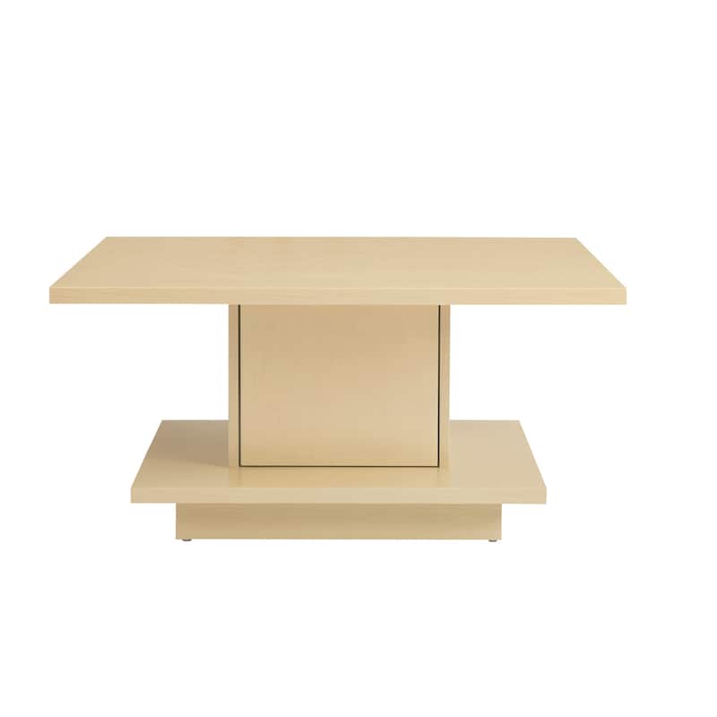 Ross Modern Square Coffee Table with Wrap Around Base Shelf and Hidden Storage by Strick & Bolton