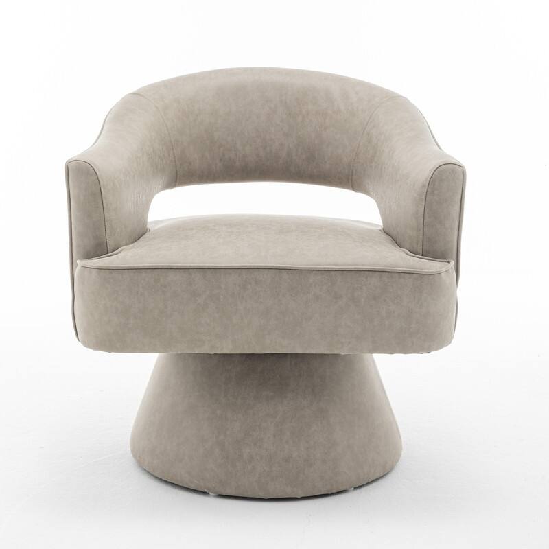 SEYNAR Modern PU Leather 360 Degree Swivel Accent Barrel Chair Set of 2