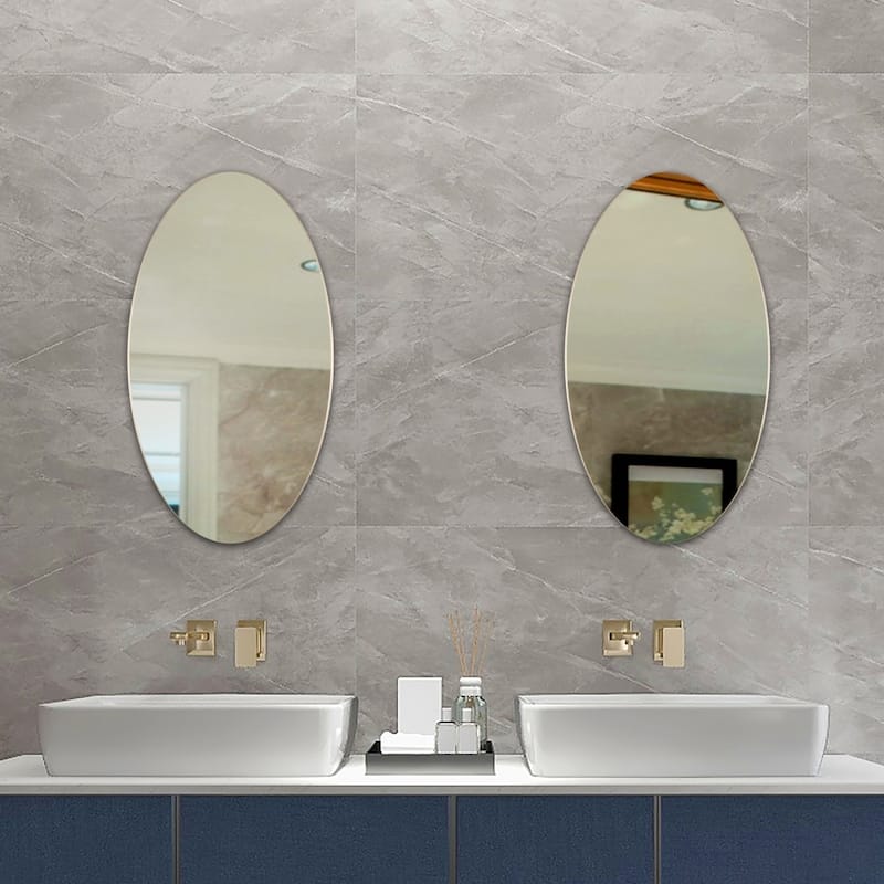 25" Round Mirror Frameless Beveled Wall Mounted Bathroom Mirror