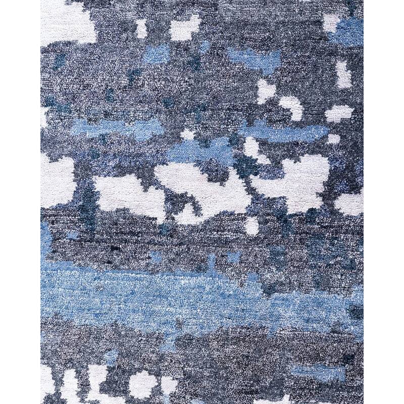 Modern One-of-a-Kind Handmade Area Rug, Blue - 8' 1" x 10' 1"