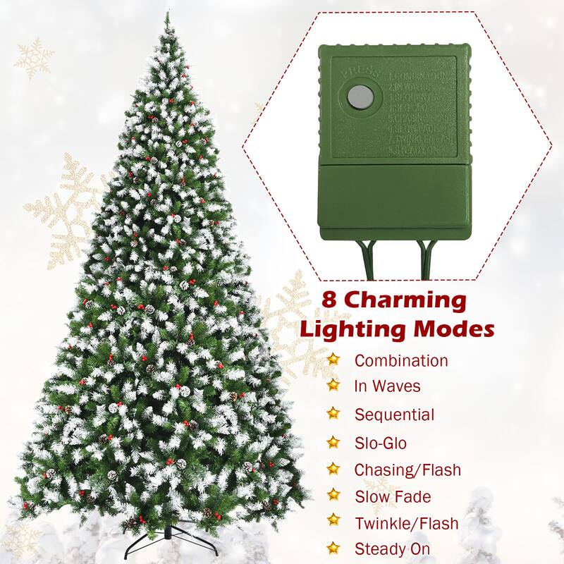 Gymax 6/7.5/9 FT Pre-lit Snow Sprayed Christmas Tree Artificial Xmas - See details