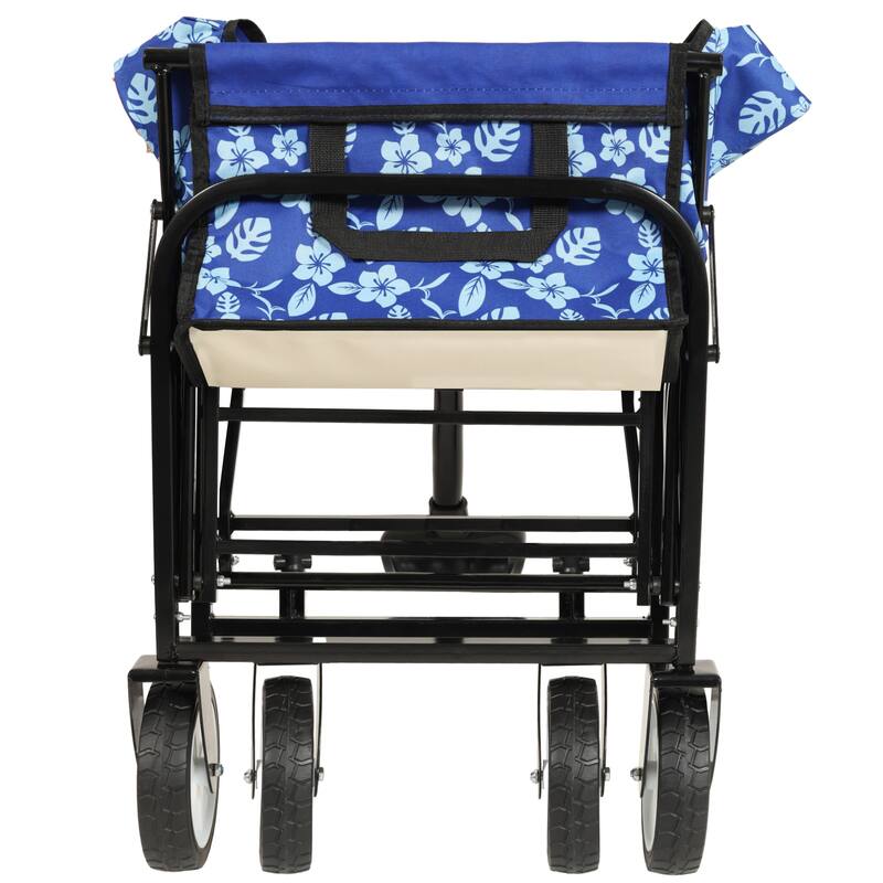 Minimeetall Colorful Collapsible Foldable Wagon Cart With Strapping System, Beach Wagon,Supports 225lbs