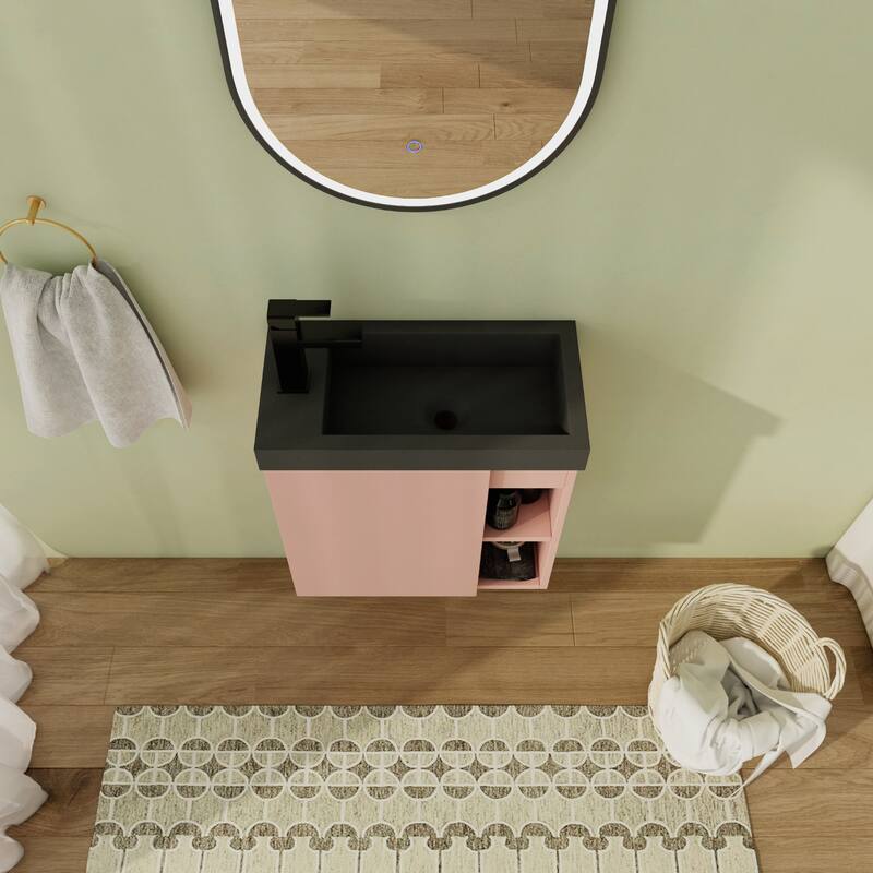 20" Floating Bathroom Vanity with Sink, Mini Wall Mounted Bathroom Vanity with Soft Close Door