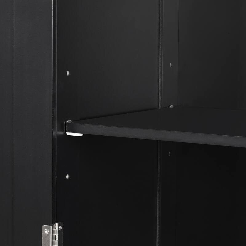 Tall Bathroom Storage Cabinet,Freestanding Storage Cabinet with Two Drawers and Adjustable Shelf,MDF Board with Painted Finish