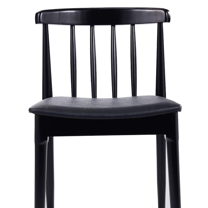 Commercial Solid Wood Dining Chair with Vinyl Padded Seat - Set of 2