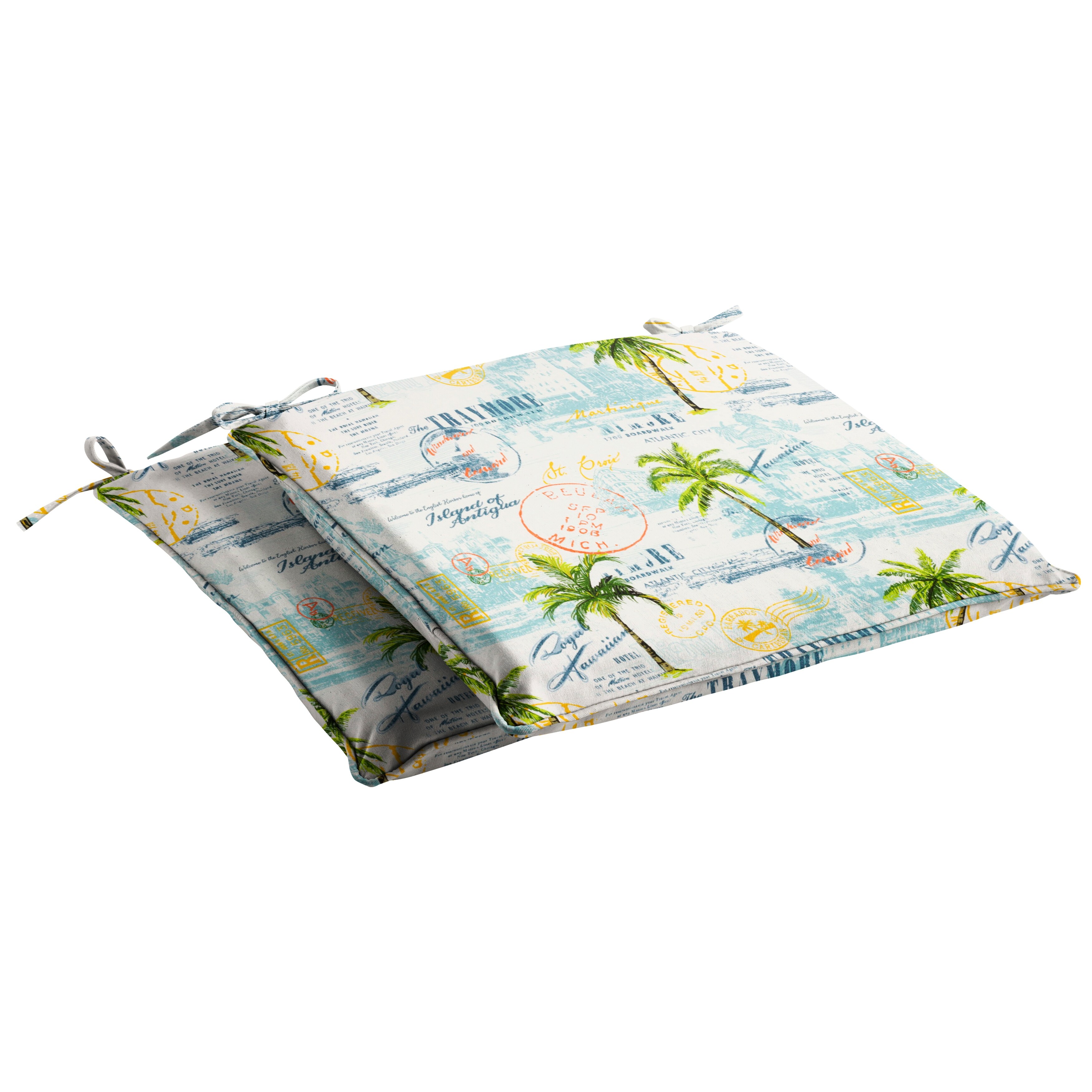 Havenside Home Palms Blue & White Indoor/Outdoor Chair Pad - Picture 8 of 20