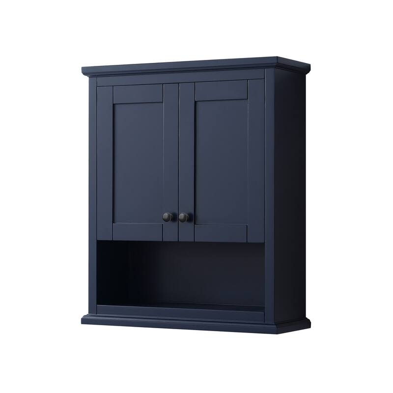 Wyndham Collection Avery 30" Wood Wall Mounted Bathroom Cabinet - Dark Blue / Matte Black Hardware