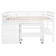 preview thumbnail 7 of 12, Full Size Low Loft Bed with Rolling Portable Desk, Drawers and Shelves
