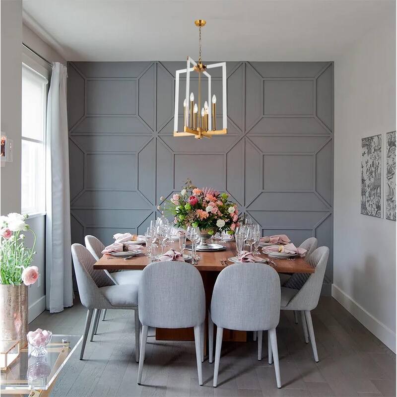 8 Light Bronze Metal Frame Chandelier with Clear Acrylic Arms
