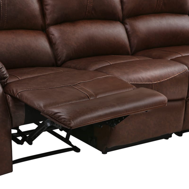 Manual Recliner,Faux Leather Reclining Sofa Set, 3-Seater Reclining Sofas For Living Room - 80.7"W X 37.4"D X 39.8"H