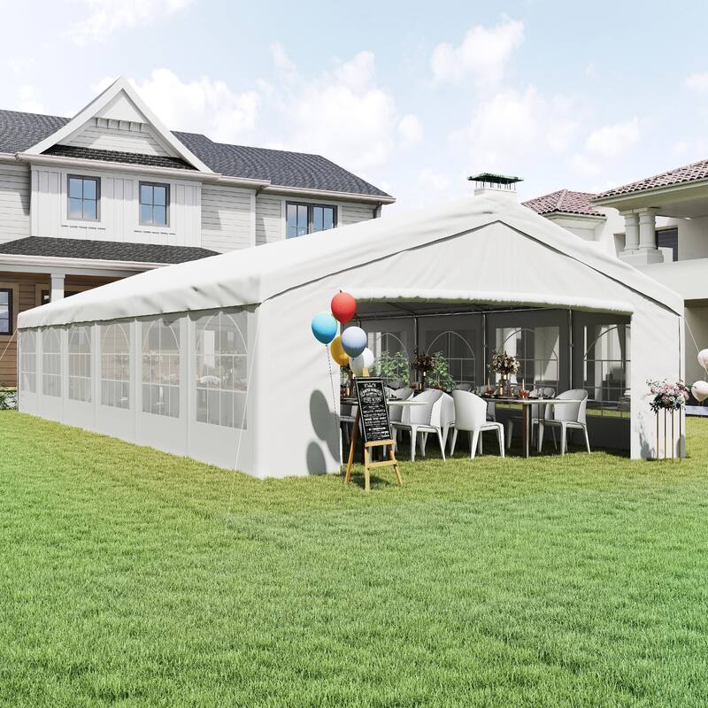 Outsunny White Water-resistant Fabric Heavy-duty Event Tent/Awning