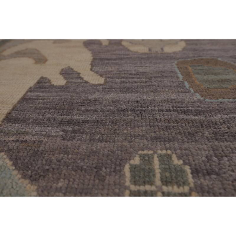 All-Over Gray Oushak Turkish Large Rug Hand-Knotted Wool Carpet - 10'3"x 13'10"