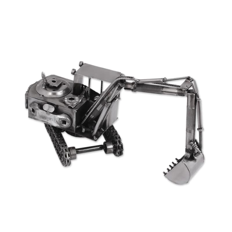 Novica Handmade Excavator Upcycled Metal Sculpture
