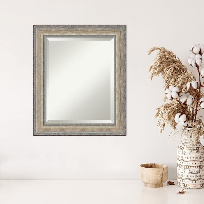 Fleur Silver Beveled Wood Framed Wall Mirror - Fleur Champagne Silver