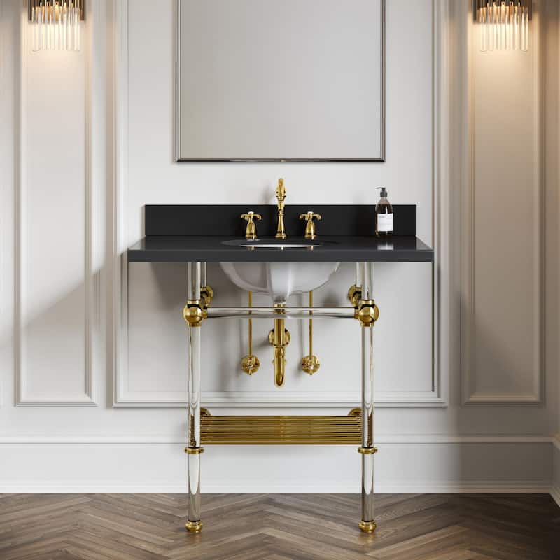 French Country 8 in. Widespread Bathroom Faucet in Polished Brass