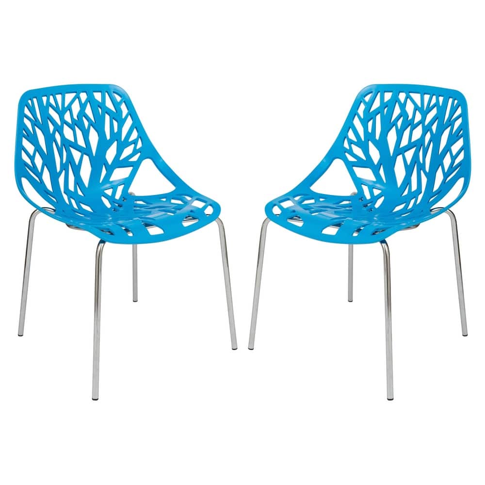 Asbury Modern Stackable Dining Chair with Cut-Out Design and Chrome Steel Legs Side Chair for Indoor and Outdoor (Set of 2)