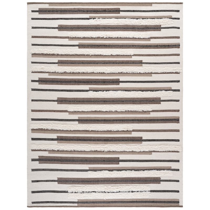 SAFAVIEH Handmade Kenya Herta Striped Wool Rug - 9' x 12' - Brown/Ivory