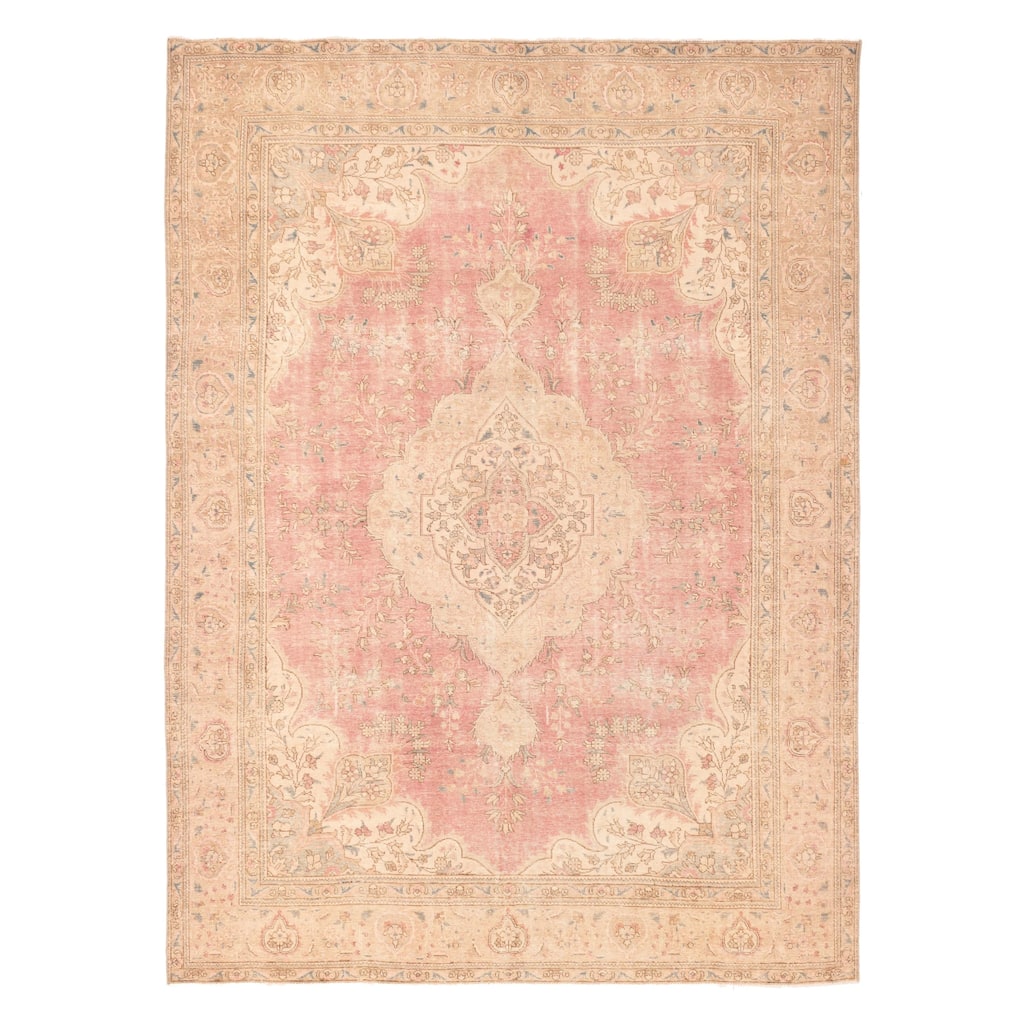 ECARPETGALLERY Hand-knotted Antalya Vintage Dark Pink Wool Rug - 9'6 x 12'6