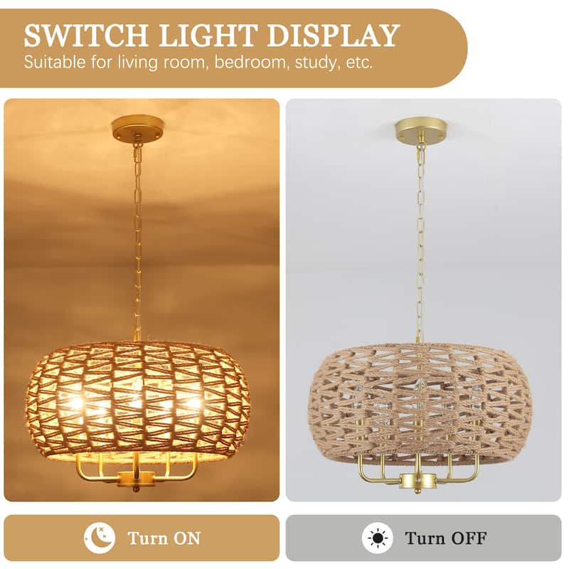 5-Light Rustic Candlestick Hanging Island Chandelier Lighting for Dining Room