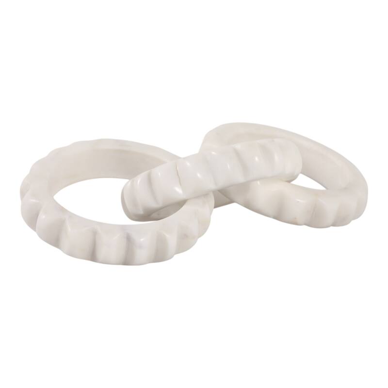 Carved Marble Chain Decorative Objects Home Decor - 8" White - 8.0"