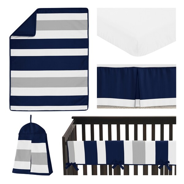 navy blue and grey nursery bedding