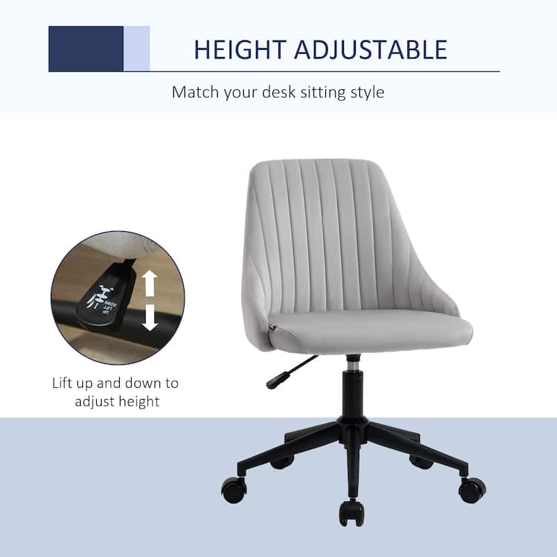 Vinsetto Mid-Back Office Chair, Velvet Fabric Swivel Scallop Shape Computer Desk Chair for Home Office or Bedroom