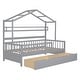 preview thumbnail 20 of 31, Twin Size Wooden House Bed Kids Bed with 2 Drawers and Storage Shelf