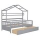preview thumbnail 10 of 31, Wooden Twin Size House Bed with 2 Drawers,Kids Bed with Storage Shelf, Gray