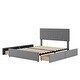 preview thumbnail 11 of 9, Full Size Upholstery Platform Bed with Four Drawers on Two Sides,Modern Style