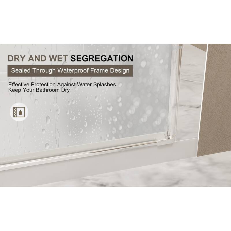 GDFStudio - Norwell Frameless Pivot Bathroom Shower Door with Tempered Glass