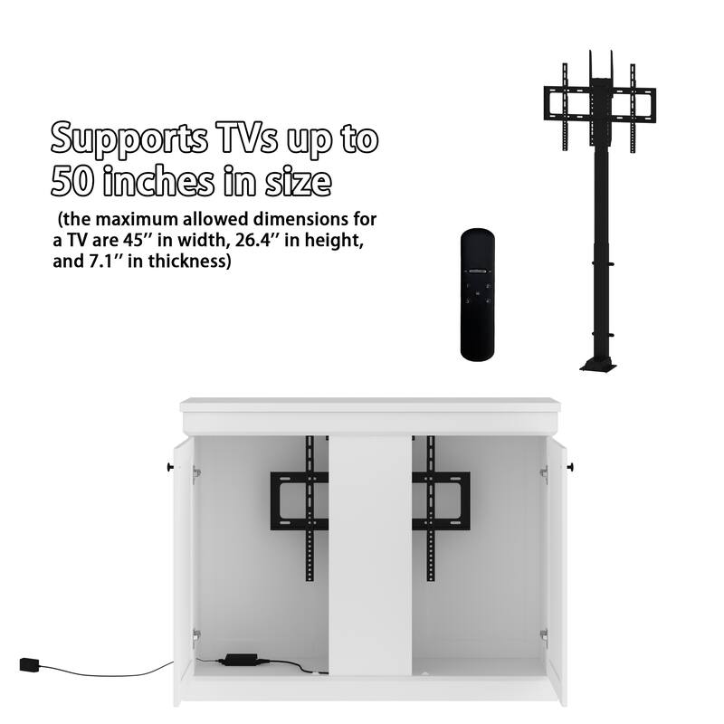 Motorized TV Lift Cabinet for TVs up to 50 Inch, Pop Up TV Lift Console with Remote Control, Hidden TV Cabinet Stand