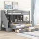 preview thumbnail 11 of 16, Twin XL over Full Pinewood Bunk Bed with Built-in Bookshelves, Storage Drawers and Staircase